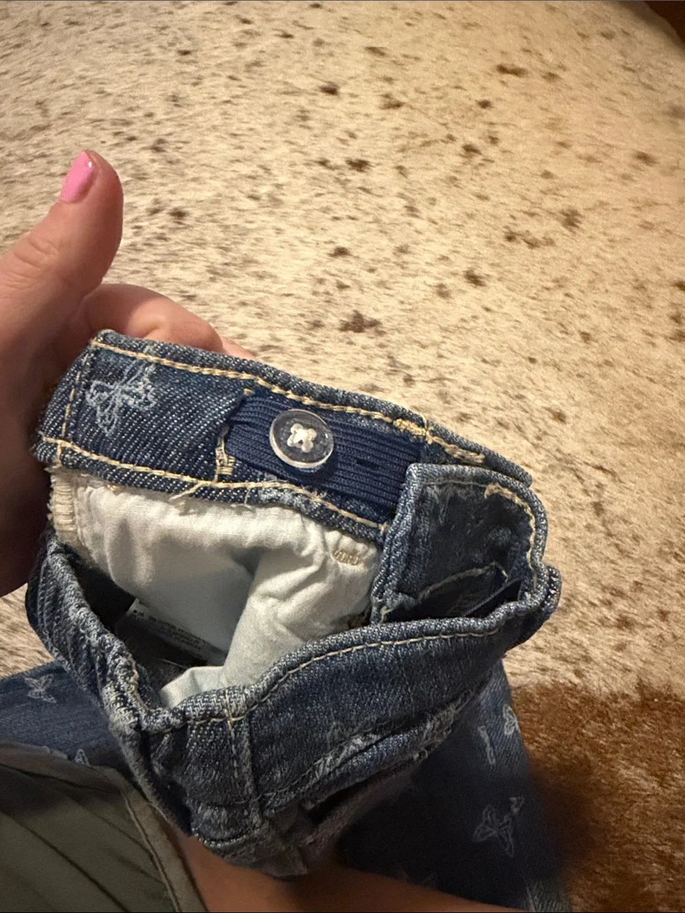 Old Navy Blue Denim Jeans with White Butterfly Print - Girls (Rockstar Jeggings)